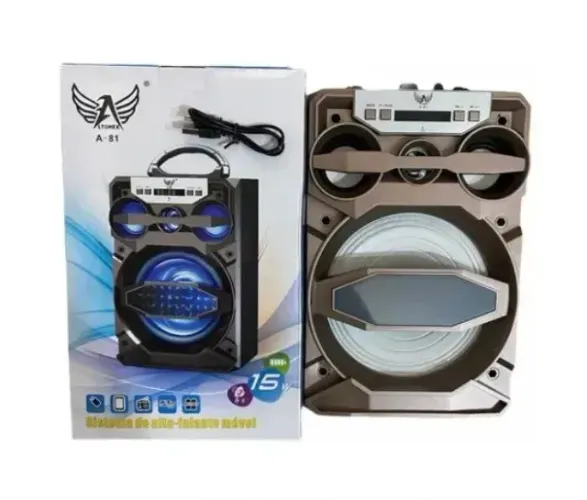 Caixa de som Altomex A-81 15w Com Bluetooth c/ Entrada USB/ AUX/SD Dimeção 28x18x12 cm