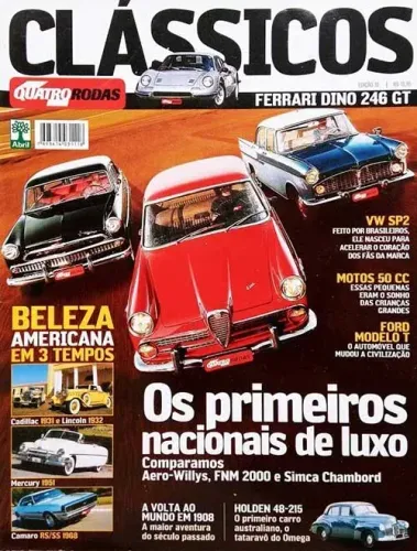 Revista Quatro Rodas Clássicos - FNM 2000 JK, Simca Chambord, Aero-Willys, VW SP2, motos