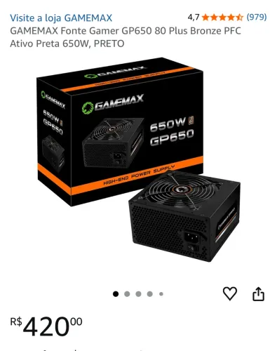 Fonte Gamemax 650w