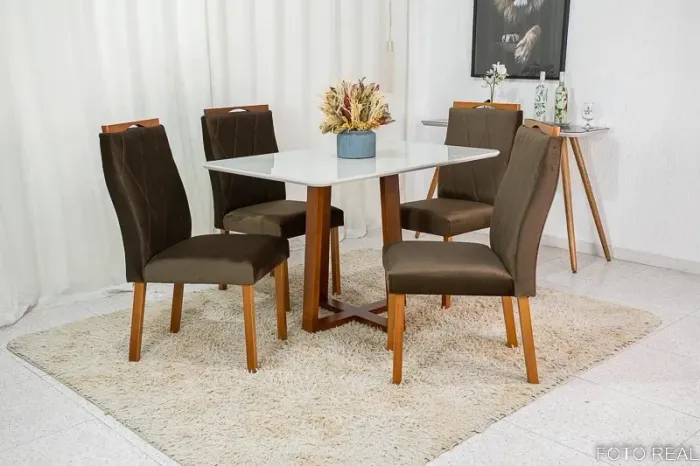 Mesa de Jantar 120×80 4 Cadeiras Lisboa em Madeira rf97