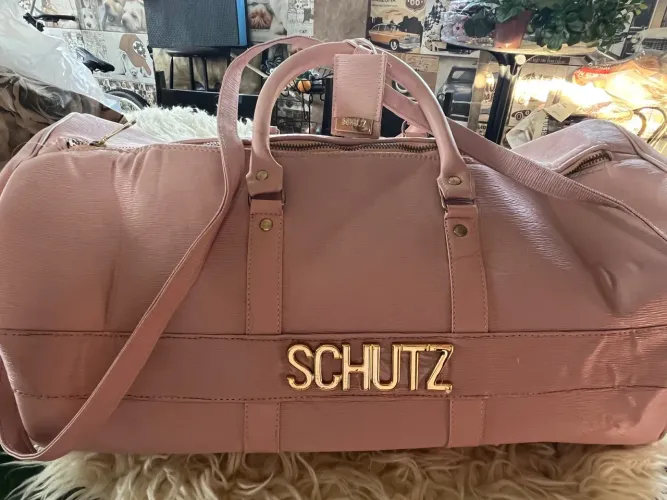 Bolsa de viagem sintetica rosa bebe nova