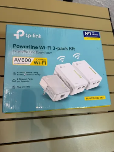 Extensor Wi-Fi powerline TP LINK AV600 KIT COM 3 BRANCO