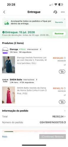 2 VESTIDOS FESTA + BOLSA DOURADA