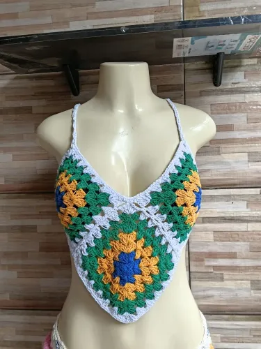 Cropped de crochê do Brasil tamanho P/M