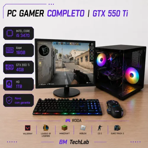 PC Gamer Completo | i5 3470 | 16GB | GTX 550 Ti 4GB | HD 1TB | Kit Gamer | Garantia