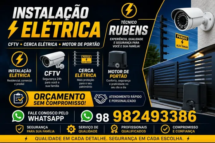 ? Instalação Elétrica, CFTV e Cerca Elétrica<br>? Técnico Rubens | Orçamento Grátis