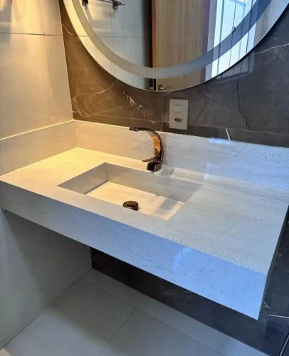 Pia esculpida em porcelanato 