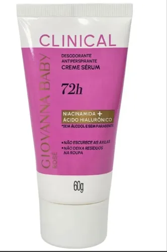 Desodorante Creme Sérum Bisnaga Rosé Clinical 72H Vegano Giovanna Baby 60G