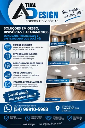trabalho com materias de gesso acartonado, divisórias eucatex, piso laminado, forros