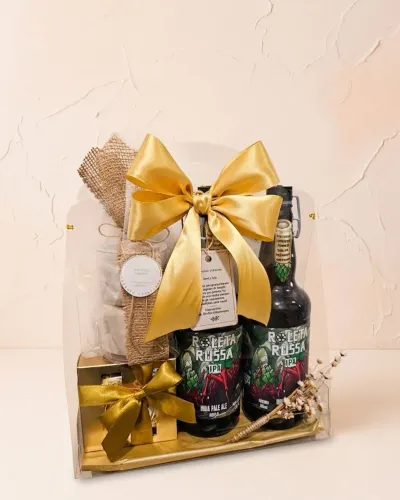 Bag cesta Presente Luxo com cerveja e Snacks 