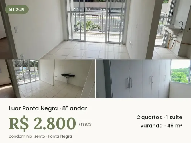 ALUGO APTO - CONDOMÍNIO LUAR PONTA NEGRA - 2 QUARTOS