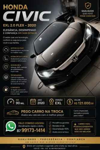 Honda Civic Sedan EXL 2.0 Flex 16V Aut.4p 2020