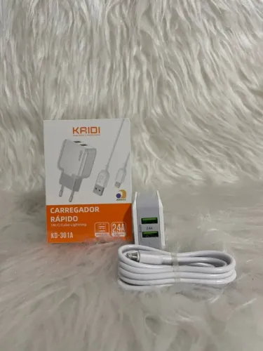 Carregador Rápido Kridi KD-301A com Cabo Lightning Novo