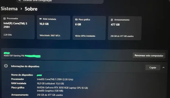 Notebook Asus TUF F16 2025