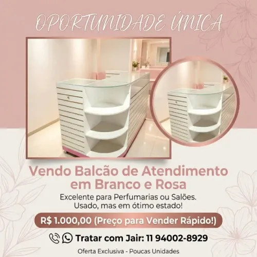 BALCAO DE ATENDIMENTO BRANCO E ROSA