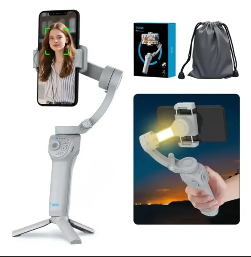 Gimbal Estabilizador Com 3 Eixos Celular Tokqi M01 Portátil Cinza