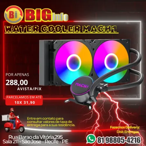 Water Cooler MACH1 Logic, RGB, 240mm, AMD e Intel, Preto