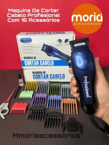 Máquina Cortar Cabelo Knup QR-086 Motor V5000 Aço Inoxidável Azul