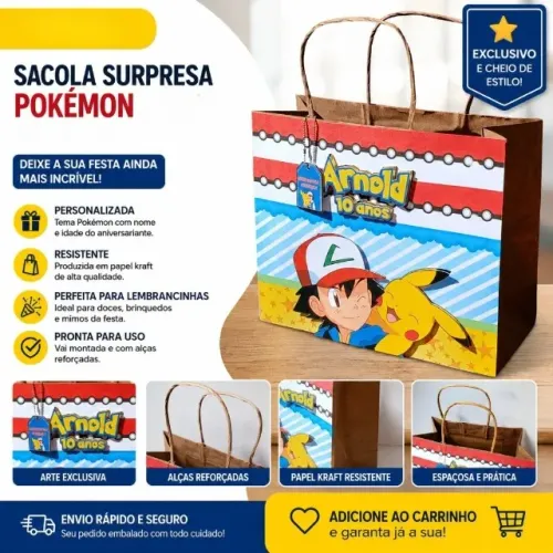 SACOLA SURPRESA - PARA FESTAS - EM KRAFT - QUALQUER TEMA