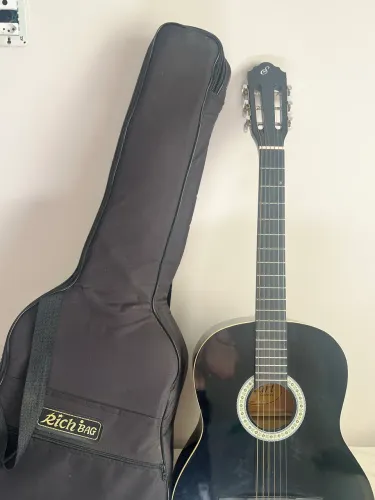 Violão Gianinni Acústico preto (aço) + capa Bag + capotraste e palheta