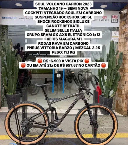 SOUL VOLCANO FULL CARBONO 2023 - 19 - SRAM GX AXS 12V - ROCK SHOX SID - RODAS CARBONO - NF