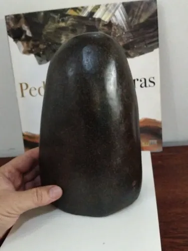 Bloco de Basalto escultura pedra base reta 6,3kg