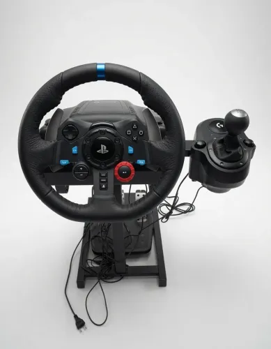 Logitech G29 + Pedais + Câmbio Manual + Suporte - PS5/PC - Novo/Impecável