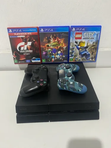 PS4 FAT FOSCO 500GB, 6x JOGOS E 2x CONTROLES