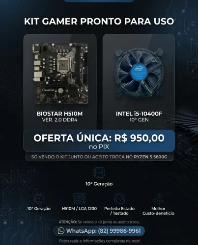 ? OPORTUNIDADE: Kit Upgrade i5-10400F + Placa-Mãe H510M