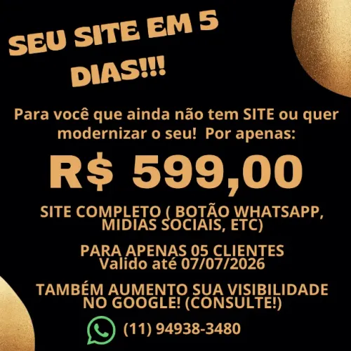 ? SITE PROFISSIONAL EM 5 DIAS | A partir de R$ 599 | WhatsApp + Google