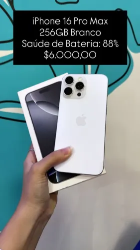 Seminovo: iPhone 16 Pro Max 256GB Branco - Bateria 88% | Loja Fisica