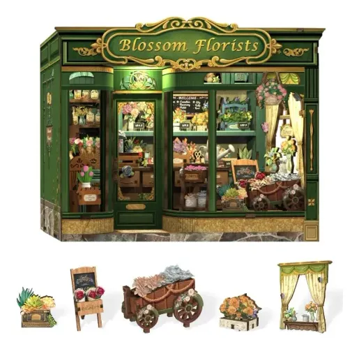 Kit Decoração Blossom Florists Diy Miniature House Cutebee Book Nook