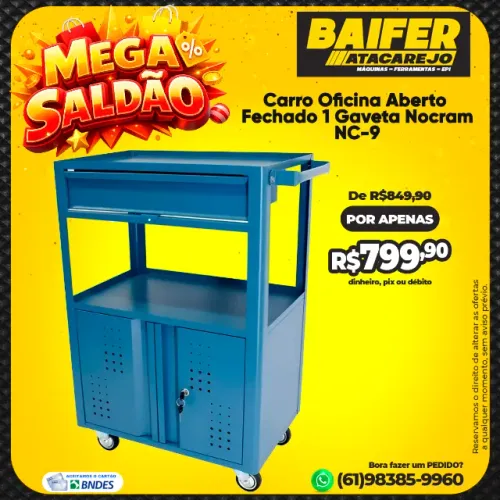 Carro Oficina Aberto Fechado 1 Gaveta Nocram NC-9