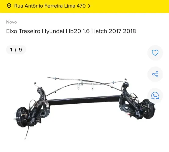 EIXO TRASEIRO COMPLETO HYUNDAI HB20 2017 2018 