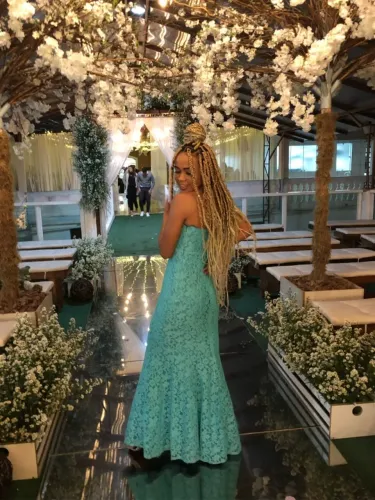 Vestido de festa azul tiffany/turquesa