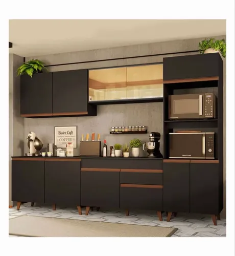 Cozinha Completa Madesa Reims com Armário e Balcão - Preto - Preto