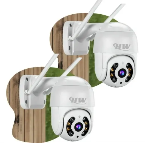 Kit 2 Câmeras Segurança Ip Interna Externa Wifi iCSee Infravermelho Prova D?Água - HW