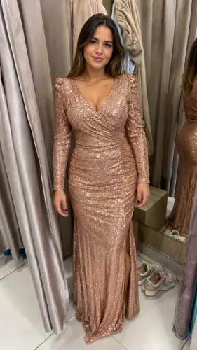 Vende se vestido NoVo todo em Paete na cor Rose