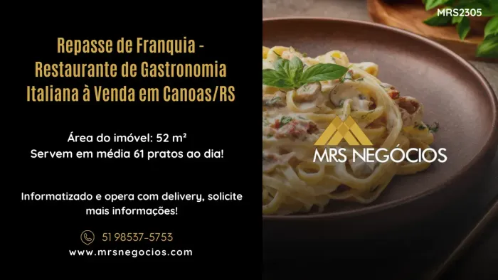 Repasse de Franquia - Restaurante de Gastronomia Italiana à Venda em Canoas/RS