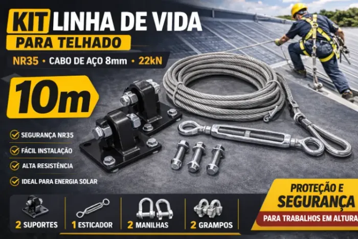 KIT LINHA DE VIDA PARA TELHADO - 6 METROS - NR35