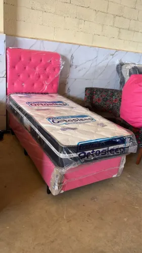 Cama box molas ensacadas solteiro c cabeceira novas