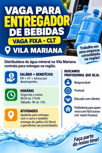 ENTREGADOR DE BEBIDAS - CLT - VILA MARIANA