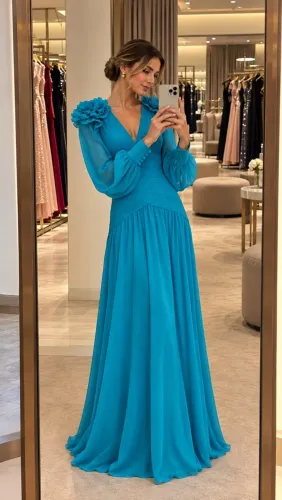 Vestido PATBO longo plissado
