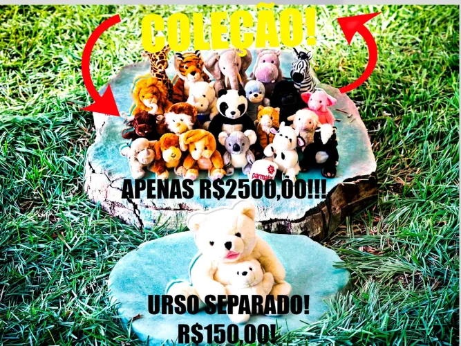 Lote Épico: Coleção 21 Pelúcias Parmalat + Urso Animatrônico Coca-Cola 1999