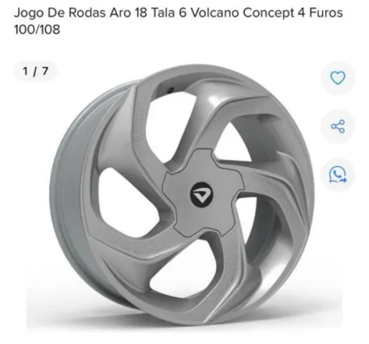 4 Pneus + Jogo de Rodas Aro 18 Tala 6 Volcano Concept 4 furos 100/108