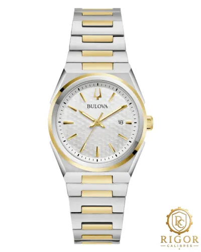 Relógio Feminino Bulova Classic 98L323: Bicolor, Mostrador Branco, Quartzo, 32mm