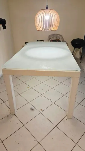 Mesa de jantar tok stok 6 lugares tampo de vidro