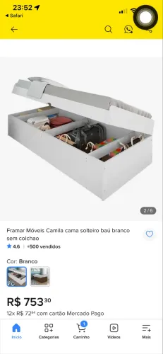 Vendo cama baú de solteiro