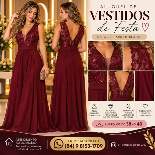 Aluguel de Vestido longo estilo Sereia com Paetês