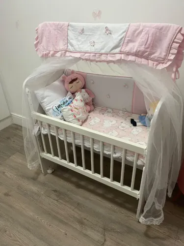 Mini Berço Branco com Colchão e Mosquiteiro - Já Montado